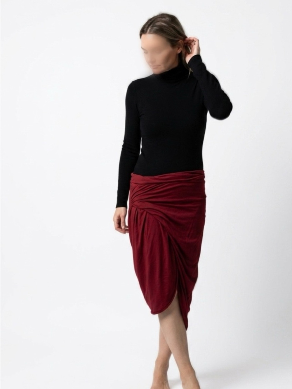 Rick Owens | Draped Ruched Midi Skirt